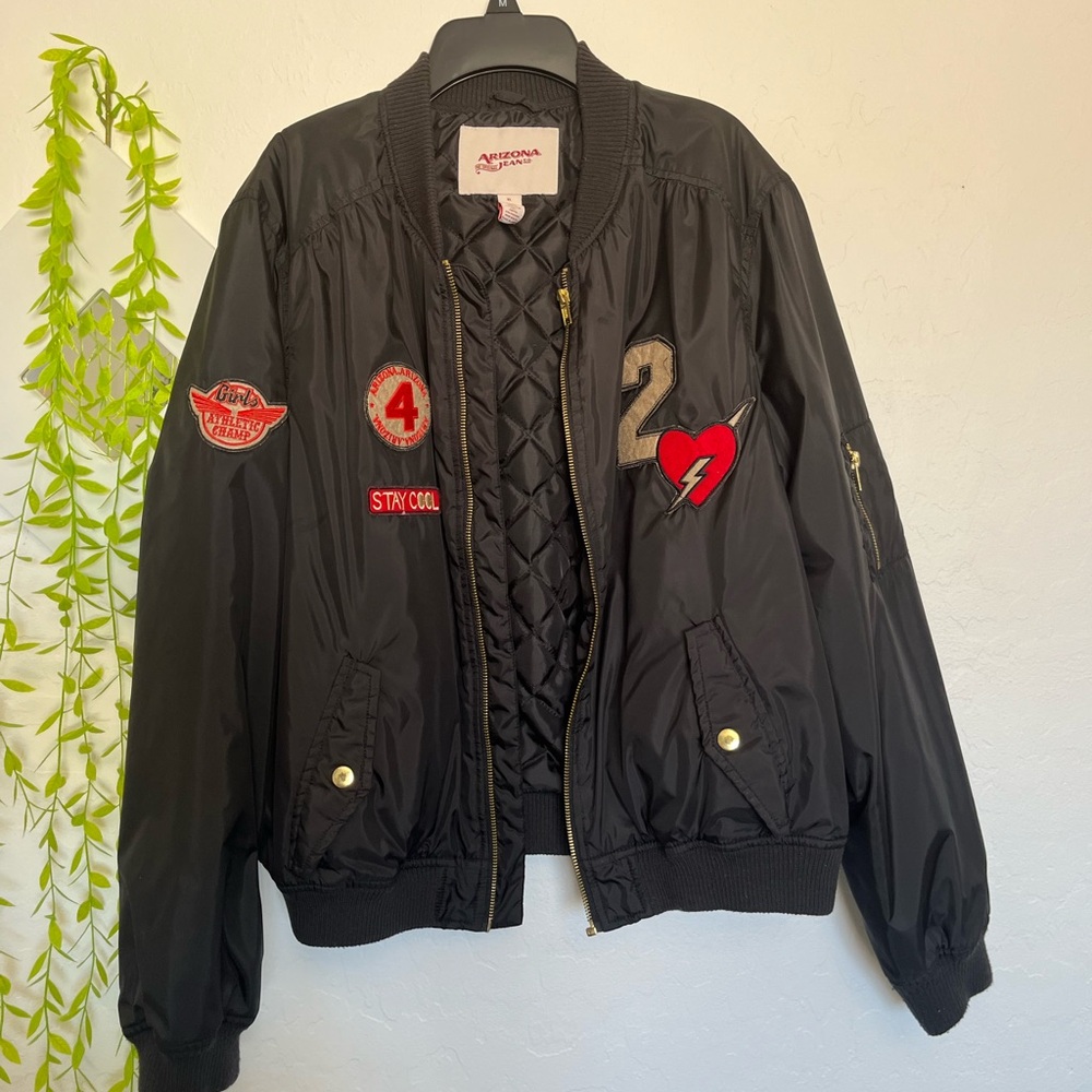 Black Bomber Jacket with Patches